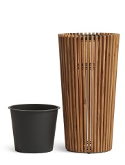 Кашпо TREEZ Effectory Rail Высокий конус тёмное дерево д-31, в-48 см