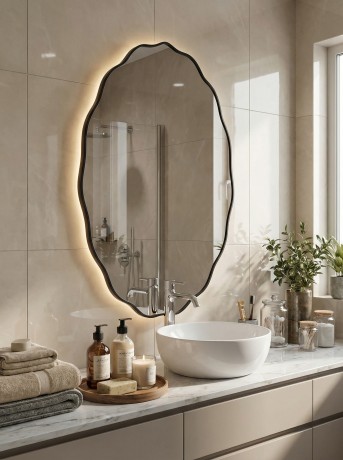 Fancy Oval LED Gold Зеркало в раме с подсветкой