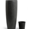 Кашпо TREEZ Effectory Quartz Высокий конус Design Чёрный кварц д-46, в-90 см