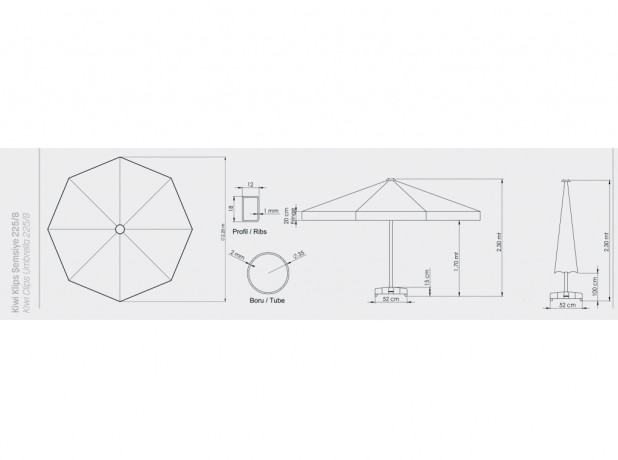 Зонт пляжный профессиональный Ø2.25 м