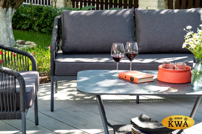 "Канны" лаунж-зона 4-местная плетеная из роупа (веревки), цвет темно-серый