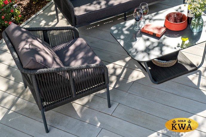 "Канны" лаунж-зона 4-местная плетеная из роупа (веревки), цвет темно-серый