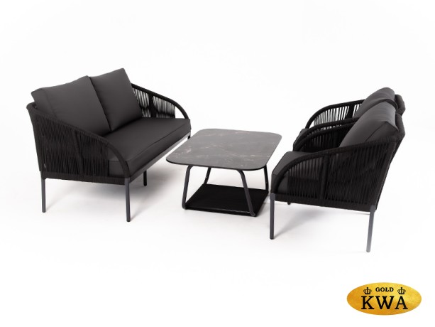 "Канны" лаунж-зона 4-местная плетеная из роупа (веревки), цвет темно-серый