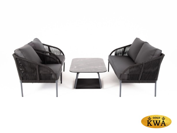 "Канны" лаунж-зона 4-местная плетеная из роупа (веревки), цвет темно-серый