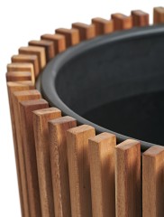 Кашпо TREEZ Effectory Rail Высокий конус тёмное дерево д-43, в-80 см