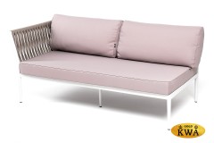 "Касабланка" правый модуль плетеный из роупа, каркас алюминий светло-серый (RAL7035) муар, роуп серо-коричневый 23мм, ткань бежевая 052