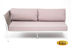 "Касабланка" правый модуль плетеный из роупа, каркас алюминий светло-серый (RAL7035) муар, роуп серо-коричневый 23мм, ткань бежевая 052