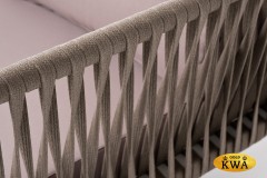 "Касабланка" правый модуль плетеный из роупа, каркас алюминий светло-серый (RAL7035) муар, роуп серо-коричневый 23мм, ткань бежевая 052