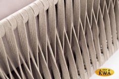 "Касабланка" правый модуль плетеный из роупа, каркас алюминий светло-серый (RAL7035) муар, роуп серо-коричневый 23мм, ткань бежевая 052