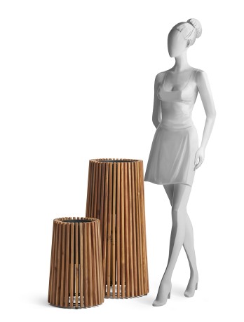 Кашпо TREEZ Effectory Rail Высокий перевернутый конус тёмное дерево д-27, в-48 см