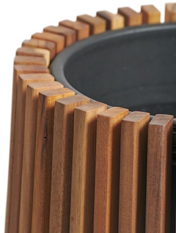 Кашпо TREEZ Effectory Rail Высокий перевернутый конус тёмное дерево д-27, в-48 см