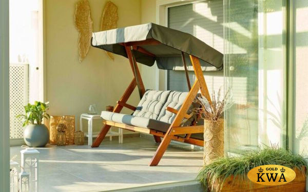 Качели садовые PARIS с серыми подушками