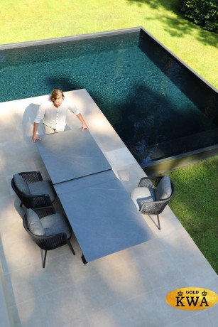 Timra 280/340/400 Стол антрацит/серый, алюминий/спеченный камень