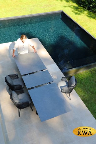 Timra 280/340/400 Стол антрацит/серый, алюминий/спеченный камень