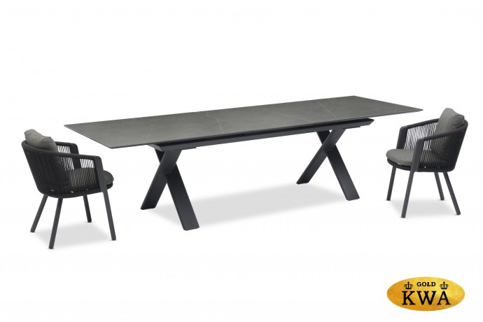Timra 280/340/400 Стол антрацит/серый, алюминий/спеченный камень