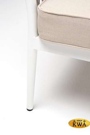 "Касабланка" диван 2-местный плетеный из роупа, каркас алюминий белый муар, роуп бежевый 20мм, ткань бежевая 035