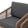 "Канны" лаунж-зона 4-местная из роупа со столом "Гранада" (серый гранит), основание дуб, роуп коричневый, ткань темно-серая