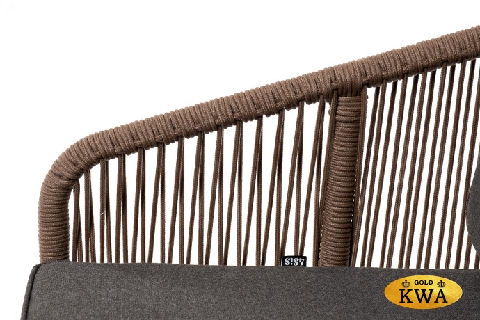 "Канны" лаунж-зона 4-местная из роупа со столом "Гранада" (серый гранит), основание дуб, роуп коричневый, ткань темно-серая