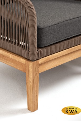 "Канны" лаунж-зона 4-местная из роупа со столом "Гранада" (серый гранит), основание дуб, роуп коричневый, ткань темно-серая