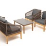 "Канны" лаунж-зона 4-местная из роупа со столиком "Канны" (серый гранит), основание дуб, роуп коричневый