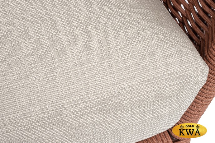 "Фиджи" кресло плетеное из роупа, каркас алюминий коричневый (RAL8016) муар, роуп красный (8372) круглый tex, ткань Mossle бежевая