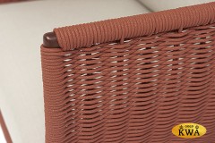 &quot;Фиджи&quot; кресло плетеное из роупа, каркас алюминий коричневый (RAL8016) муар, роуп красный (8372) круглый tex, ткань Mossle бежевая