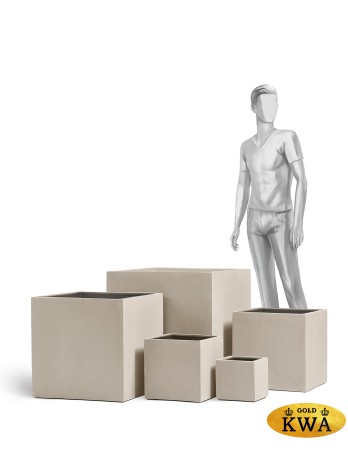 Кашпо TREEZ Effectory Beton Куб Белый песок 20х20х20 см