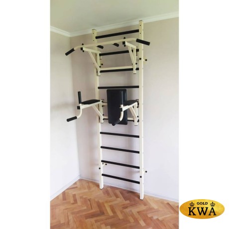 Шведская стенка металлическая ПРОФ P - Т - БП Металл-ПВХ (стенка + турник + брусья с подлокотниками)