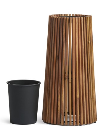 Кашпо TREEZ Effectory Rail Высокий перевернутый конус тёмное дерево д-33, в-80 см