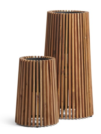 Кашпо TREEZ Effectory Rail Высокий перевернутый конус тёмное дерево д-33, в-80 см