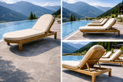 Шезлонг-лежак деревянный с матрасом (не для HoReCa)