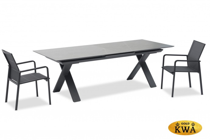 Timra 180/240 Стол антрацит/серый, алюминий/спеченный камень