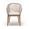 "Марсель" стул плетеный из роупа, основание дуб, роуп бежевый круглый, ткань бежевая 052