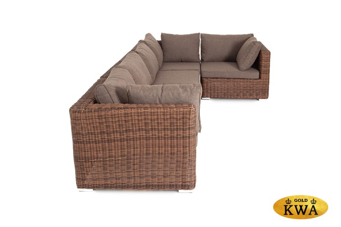 "Лунго" трансформирующийся диван из искусственного ротанга, цвет коричневый