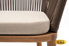 &quot;Марсель&quot; стул плетеный из роупа, основание дуб, роуп коричневый круглый, ткань бежевая