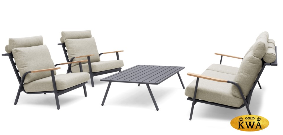 Malmo с 2-х местным диваном Комплект лаунж мебели антрацит/светло-серый, алюминий