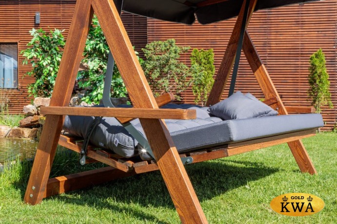 Качели садовые LYON с серыми подушками