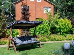 Качели садовые LYON с серыми подушками