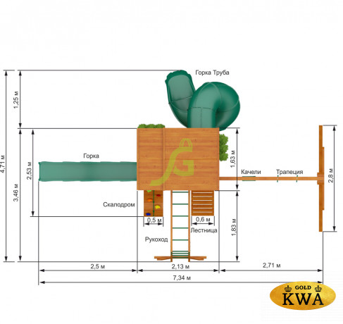 Детская площадка IgraGrad "Клубный домик 2 с трубой и рукоходом"