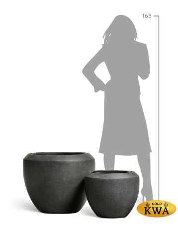 Кашпо TREEZ Effectory Quartz Чаша Design Чёрный кварц в-45 см, д-56 см