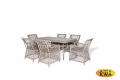 Латте обеденная группа плетеная, цвет светло-серый