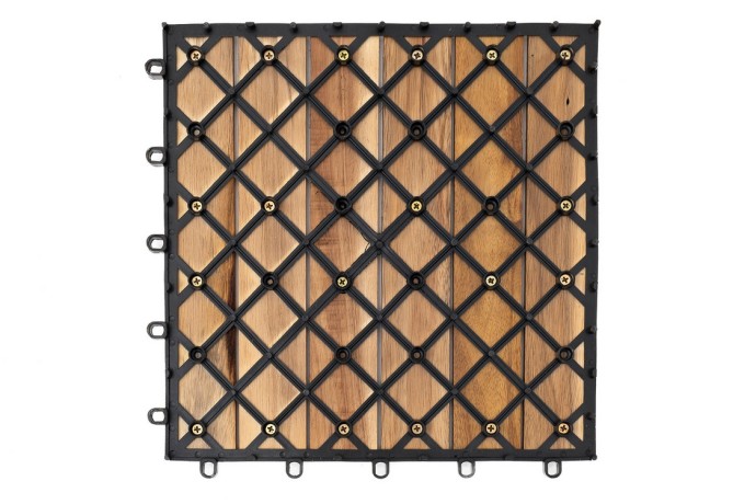 Модульный уличный пол из акации НОРД (6 ламелей), 30×30 см, набор 10 шт