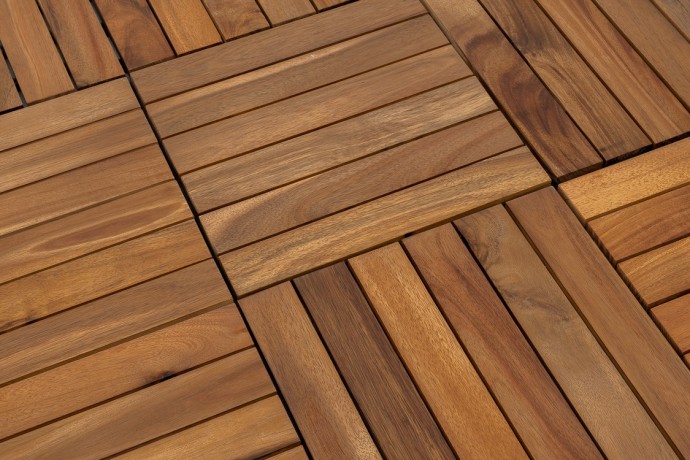 Модульный уличный пол из акации НОРД (6 ламелей), 30×30 см, набор 10 шт
