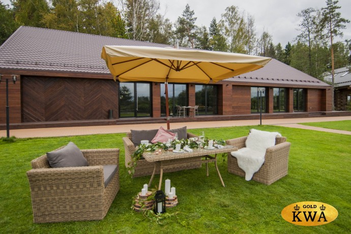 "Корсика" зонт уличный 3х3м на боковой алюминиевой опоре, цвет под дерево