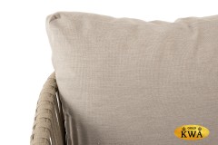 "Мальорка" диван 3-местный плетеный из роупа, основание дуб, роуп серо-коричневый 23мм, ткань бежевая 052