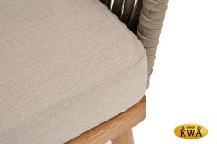 "Мальорка" диван 3-местный плетеный из роупа, основание дуб, роуп серо-коричневый 23мм, ткань бежевая 052