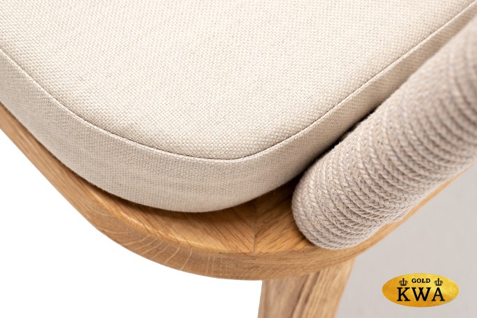 "Марсель" стул плетеный из роупа, основание дуб, роуп бежевый круглый, ткань бежевая