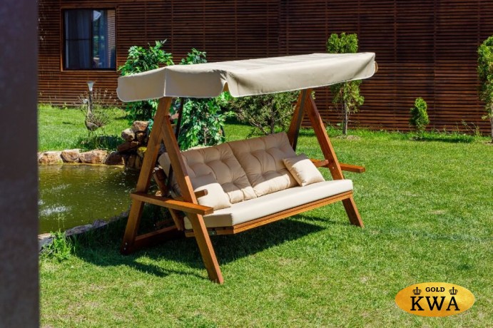 Качели садовые LYON с бежевыми подушками