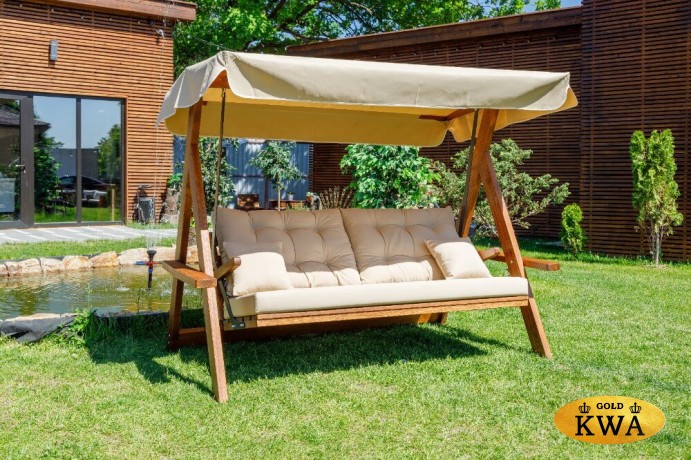 Качели садовые LYON с бежевыми подушками