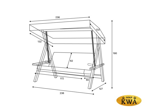 Качели садовые LYON с бежевыми подушками